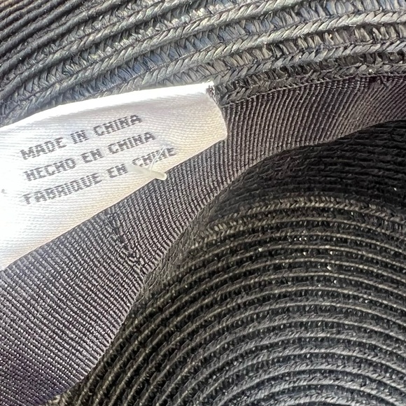 Nine West Black Straw Hat Kooringal Women's Short Brim Jute Braid Tie knot - Picture 8 of 13